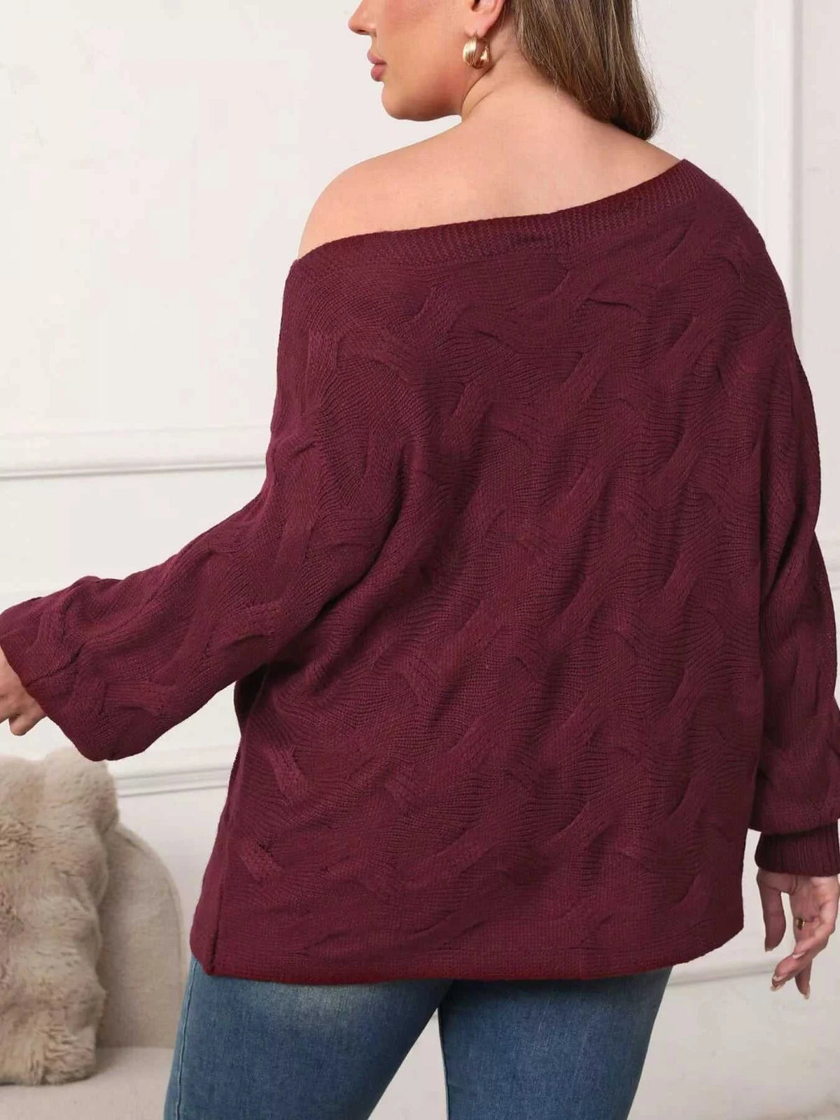 Plus Size Off-Shoulder Long Sleeve Sweater 101002543718433 41 Affordable Fashion Under $100 Jerry's Apparel 