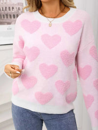 Valentine's Day Heart Pattern Round Neck Sweater 100100539364002 49 Affordable Fashion Under $100 Jerry's Apparel 