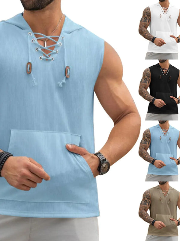 Men's Lace Up Hooded Top