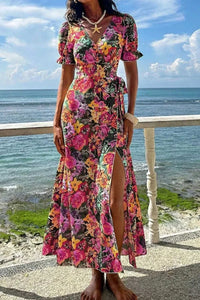Slit Floral Short Sleeve Maxi Dress 100100199741991 15 Affordable Fashion Under $100 Jerry's Apparel 