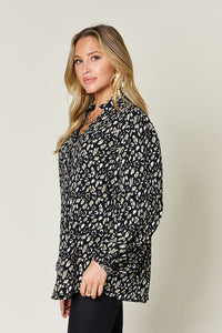 Full Size Leopard Long Sleeve Blouse