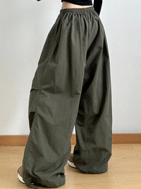 Drawstring Wide Leg Cargo Pants