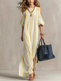 Striped Cold Shoulder Maxi Dress 100100347460143 32 Affordable Fashion Under $100 Jerry's Apparel 