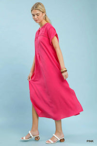 Umgee Button-Front Gauze Midi Dress with Lace Detail 100100808841221 62 Affordable Fashion Under $100 Jerry's Apparel 