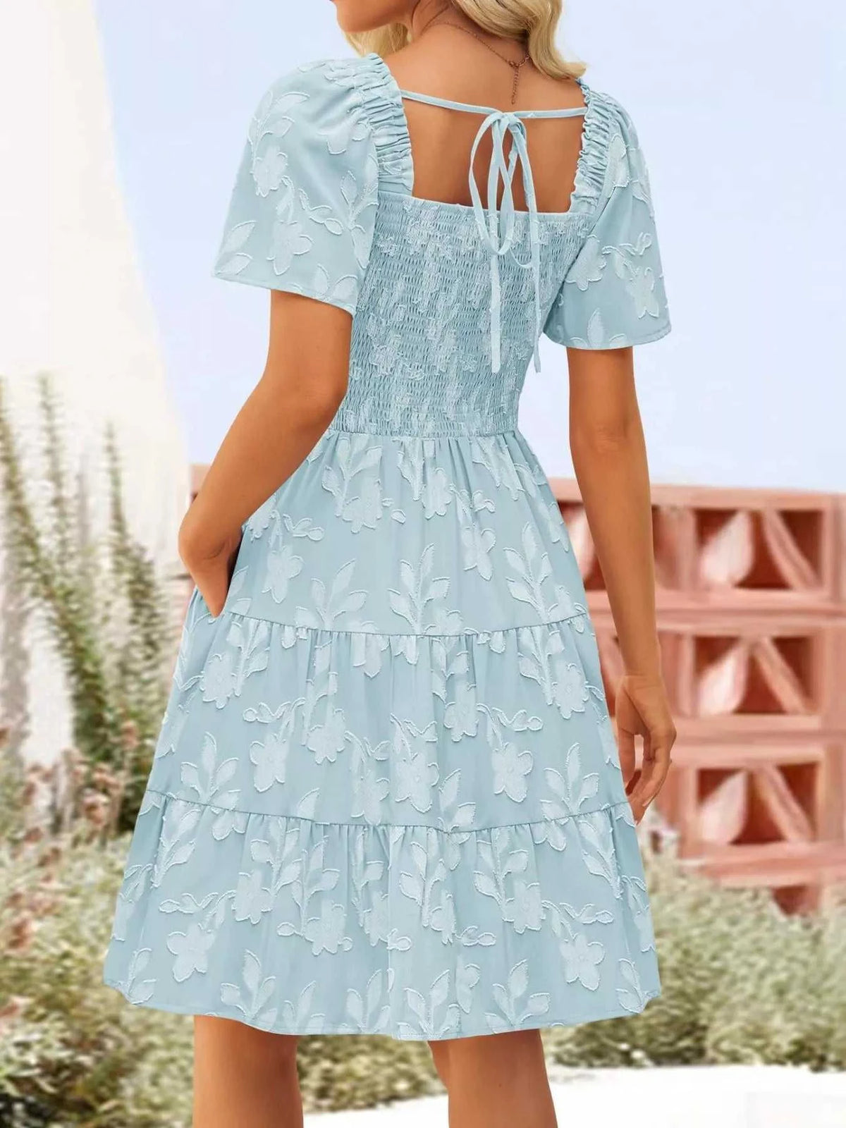 Smocked Square Neck Tiered Mini Dress 100100732221330 56 Affordable Fashion Under $100 Jerry's Apparel 
