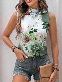 Tied Flower Printed Mock Neck Top 100100608201532 28 Affordable Fashion Under $100 Jerry's Apparel 