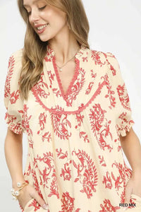 Umgee Mix Paisley Scallop Trim Dress 100100208011948 55 Affordable Fashion Under $100 Jerry's Apparel 