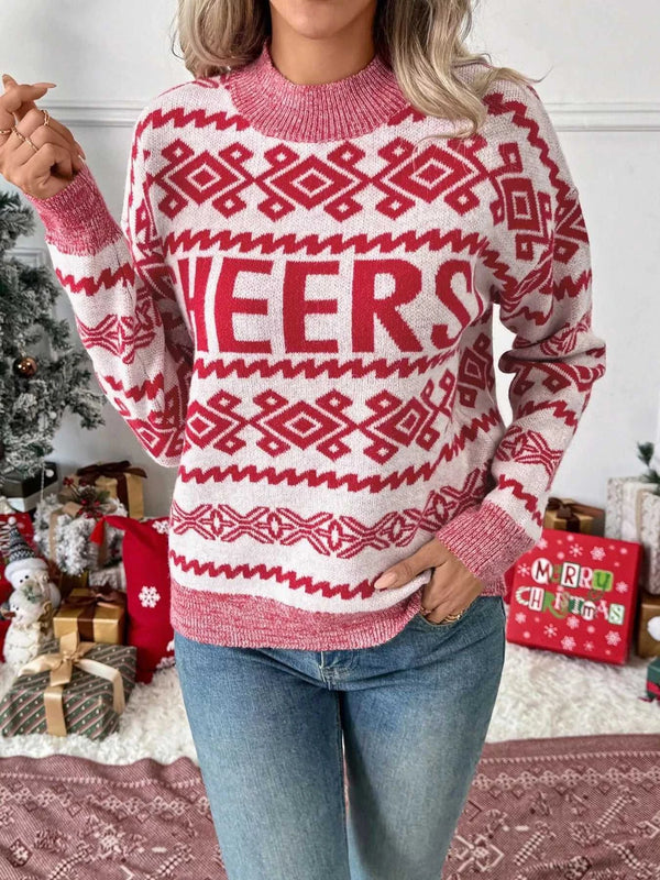 CHEERS Christmas Round Neck Long Sleeve Sweater 100100140144866 59 Gifts for Her Jerry's Apparel 