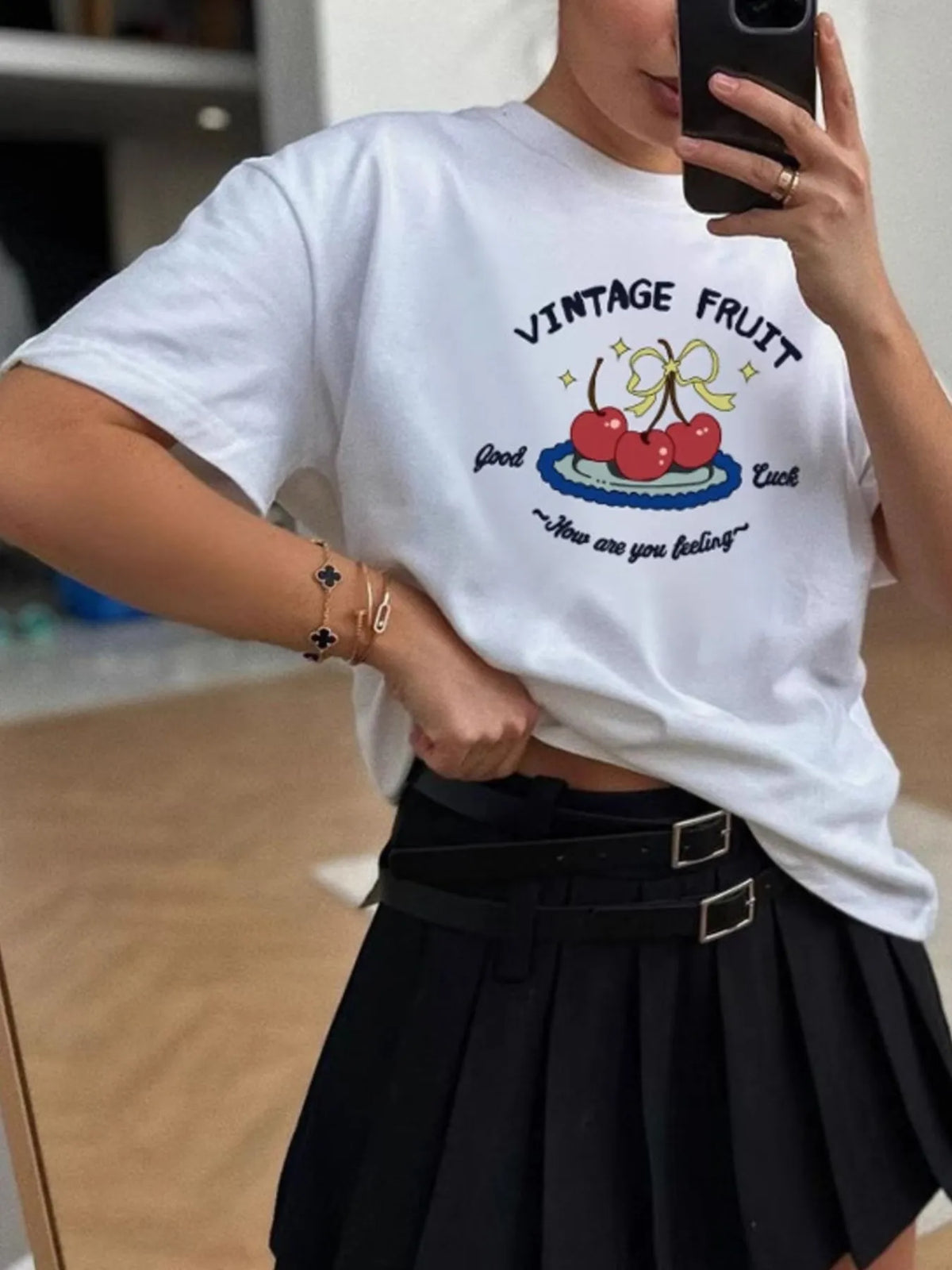 Plus Size Fruit Graphic Round Neck T-Shirt