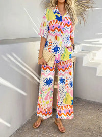 Devine Printed Button Down Shirt and Pants Set 100100774461792 54 Affordable Fashion Under $100 Jerry's Apparel 