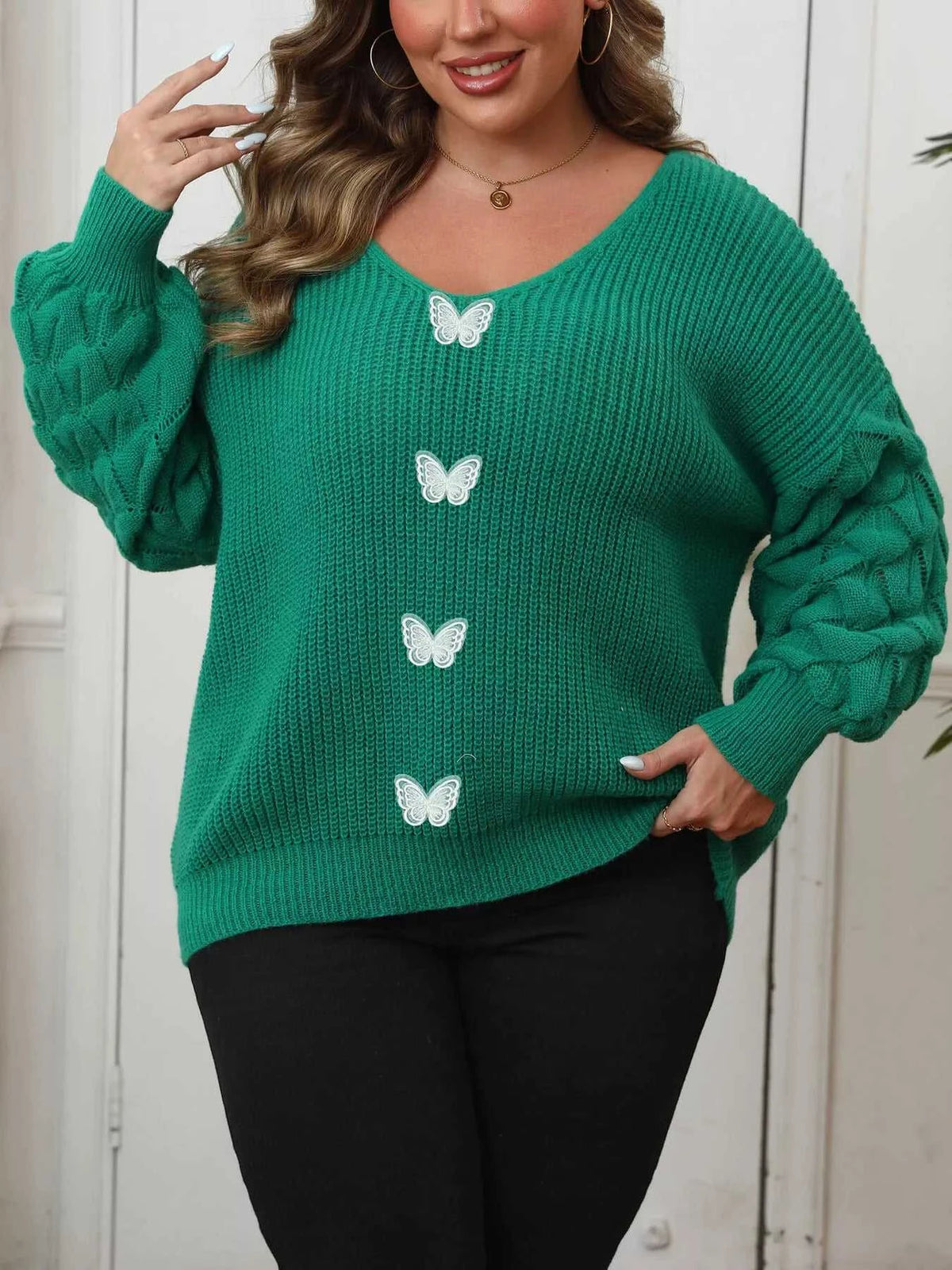 Plus Size Butterfly Dropped Shoulder Sweater 101002956712112 41 Affordable Fashion Under $100 Jerry's Apparel 
