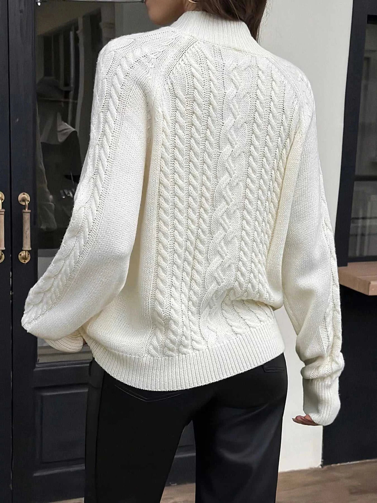Mock Neck Cable-Knit Sweater 101002448539888 52 Affordable Fashion Under $100 Jerry's Apparel 