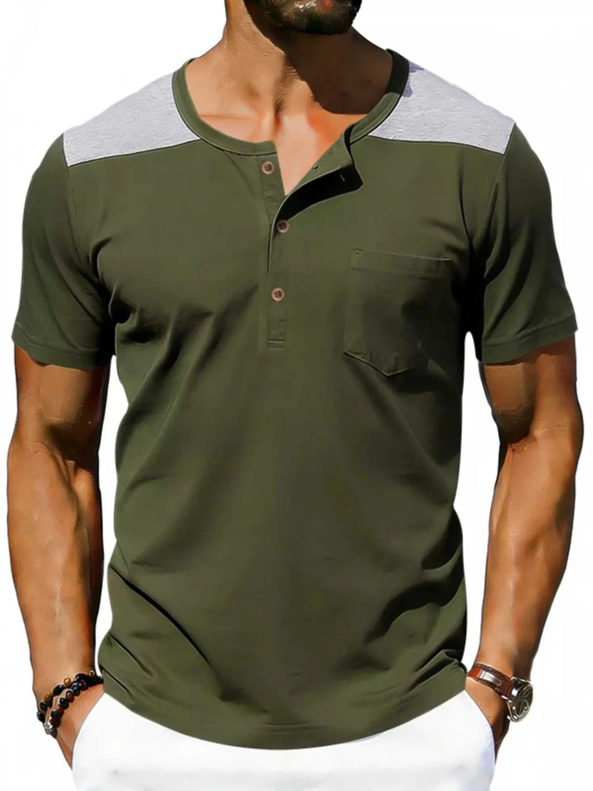 Men's Full Size Casual Henley T-Shirt with Pocket Plus Size 100400796832194 23 Affordable Fashion Under $100 Jerry's Apparel 