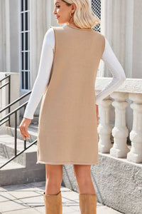 Lovelet Pocketed V-Neck Mini Sweater Overall Dress 100100741662145 42 Affordable Fashion Under $100 Jerry's Apparel 