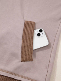 Oversize Waffle Patchwork Exposed Seam Casual Hoodie 100100932078895 56 Affordable Fashion Under $100 Jerry's Apparel 