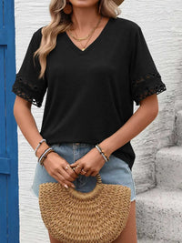 V-Neck Hollow-Out Sleeve T-Shirt 100100632201866 28 Affordable Fashion Under $100 Jerry's Apparel 