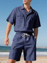 Men's Full Size Button Up Shirt and Shorts Set Plus Size 100400974487606 48 Affordable Fashion Under $100 Jerry's Apparel 