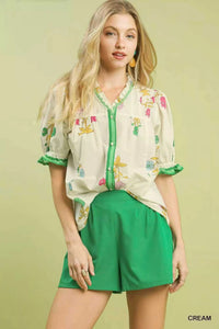 Umgee Petal Parade Print Button-Down Blouse 100100600381695 49 Affordable Fashion Under $100 Jerry's Apparel 