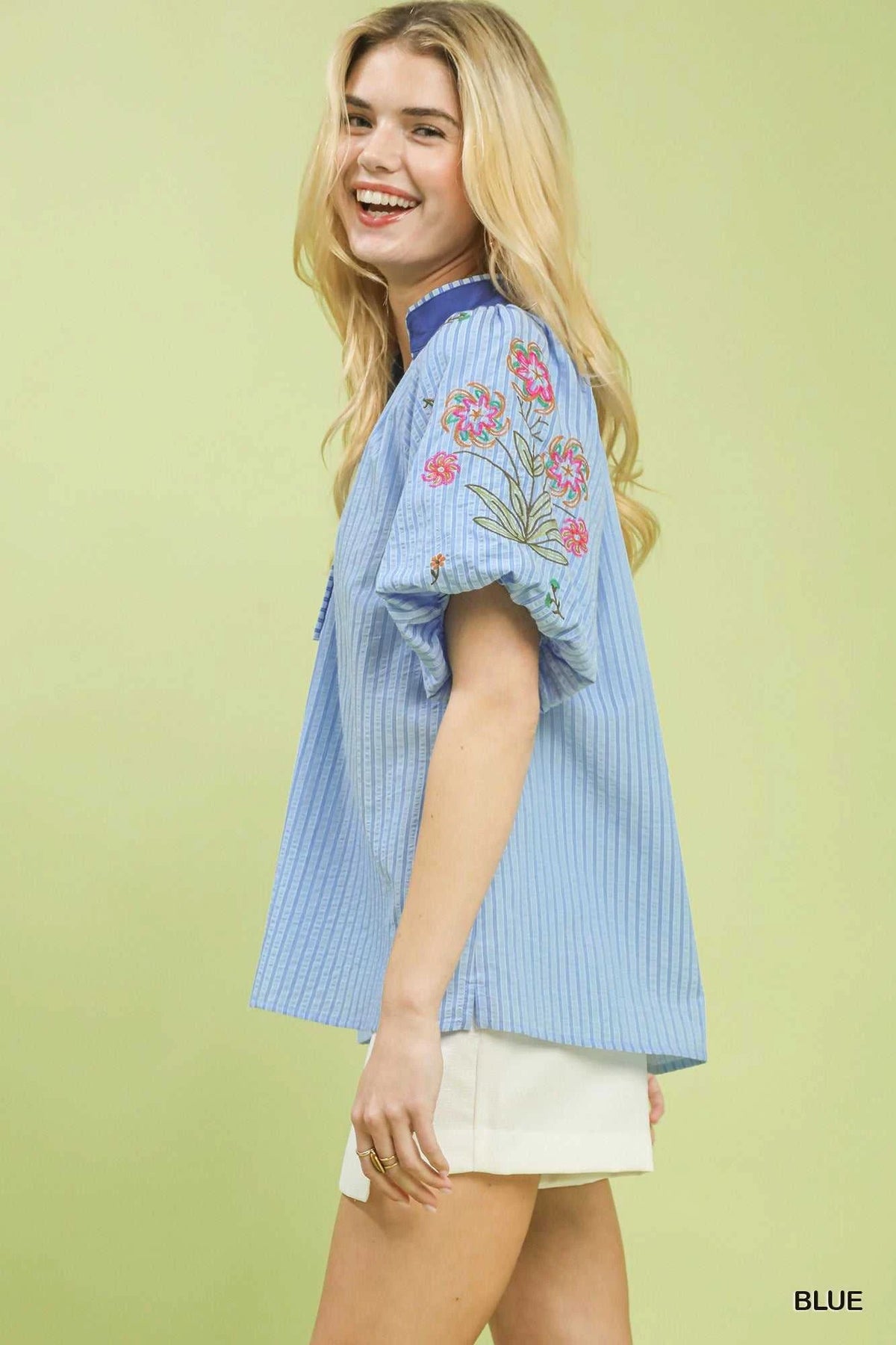 Umgee Embroidered Stripe Top 100100087431055 55 Affordable Fashion Under $100 Jerry's Apparel 