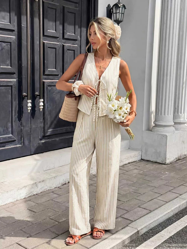 Striped Vest & Wide Leg Pants Set 100100639827685 46 Affordable Fashion Under $100 Jerry's Apparel 
