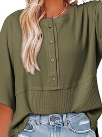 Button Detail Texture Knit T-Shirt 100100489140397 26 Affordable Fashion Under $100 Jerry's Apparel 