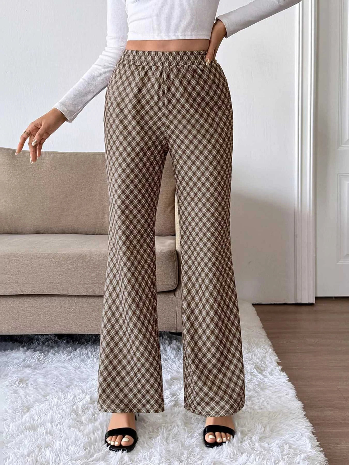 Plaid High-Waisted Wide Leg Pants 100100323711538 28 Affordable Fashion Under $100 Jerry's Apparel 