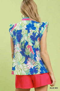 Umgee Bold Floral Flutter Sleeve Top 100100309201391 49 Affordable Fashion Under $100 Jerry's Apparel 