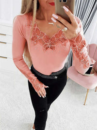 Elegant Lace Trim Long Sleeve Top 100100972289207 35 Affordable Fashion Under $100 Jerry's Apparel 