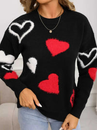 Valentine's Day Heart Pattern Knit Sweater 100100558392039 50 Gifts for Her Jerry's Apparel 