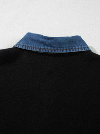 Denim Patchwork Collar Cuffed Casual Sweater 101002510428172 77 Women's Sweaters and Knitwear Jerry's Apparel 
