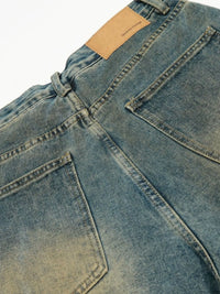 Men's Distressed Camo Patchwork Denim Shorts