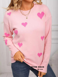 Valentine's Day Heart Print Round Neck Sweater 100100226503110 49 Affordable Fashion Under $100 Jerry's Apparel 