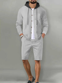 Men's Full Size Casual Hooded Button-Up Top and Shorts Set Plus Size 100400355175188 41 Affordable Fashion Under $100 Jerry's Apparel 
