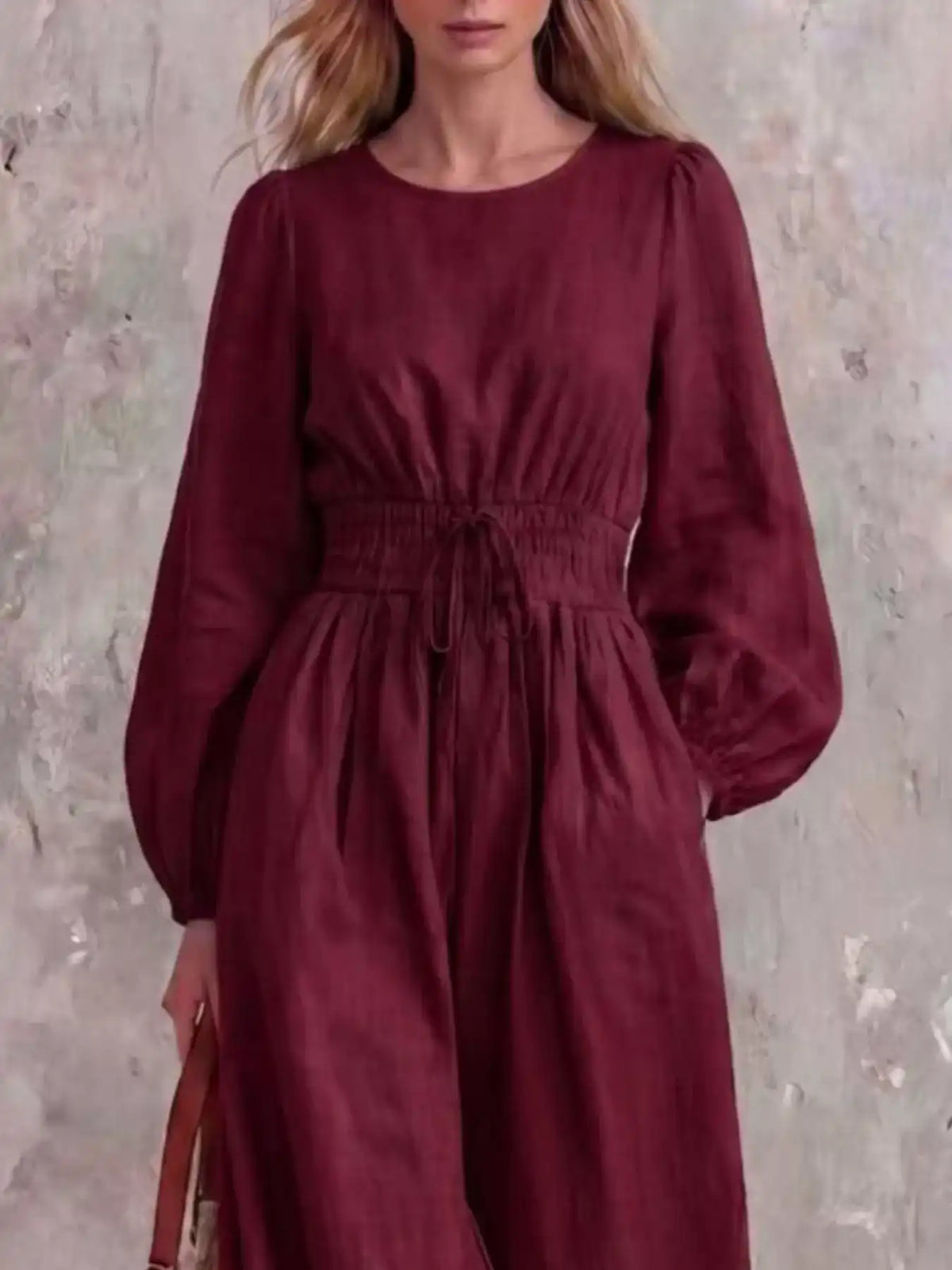Smocked Waist Long-Sleeve Jumpsuit 101001514200781 49 Affordable Fashion Under $100 Jerry's Apparel 