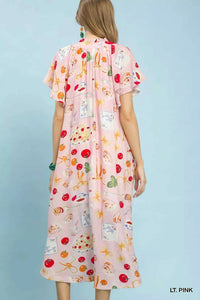 Umgee Abstract Print Flutter Sleeve Midi Dress 100100561461588 60 Affordable Fashion Under $100 Jerry's Apparel 