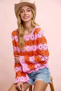 BiBi Flower Crochet Knit Top 100100317131724 56 Affordable Fashion Under $100 Jerry's Apparel 