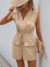Perfee Drawstring V-Neck Sleeveless Romper 100100064341973 27 Affordable Fashion Under $100 Jerry's Apparel 