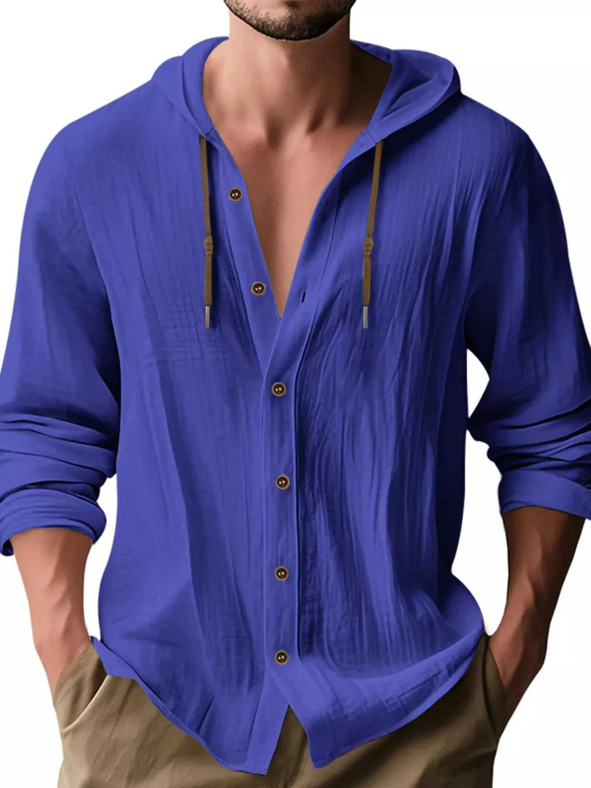 Men's Full Size Drawstring Button Up Hooded Shirt Plus Size 100400342526888 29 Affordable Fashion Under $100 Jerry's Apparel 
