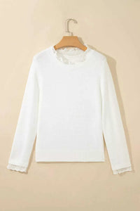 Lace Trim Neck Cuff Patchwork Long Sleeve Pullover Sweater 101002193581218 55 Affordable Fashion Under $100 Jerry's Apparel 
