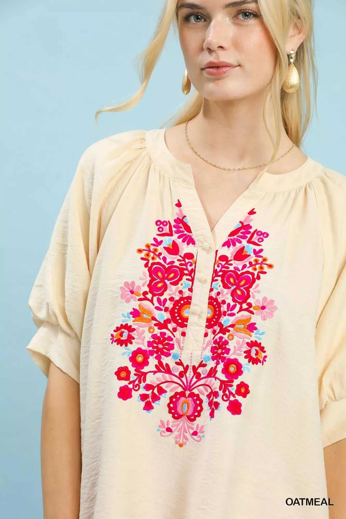 Umgee Embroidered Puff Sleeve Blouse 100100035431753 57 Affordable Fashion Under $100 Jerry's Apparel 