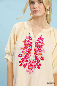 Umgee Embroidered Puff Sleeve Blouse 100100035431753 57 Affordable Fashion Under $100 Jerry's Apparel 
