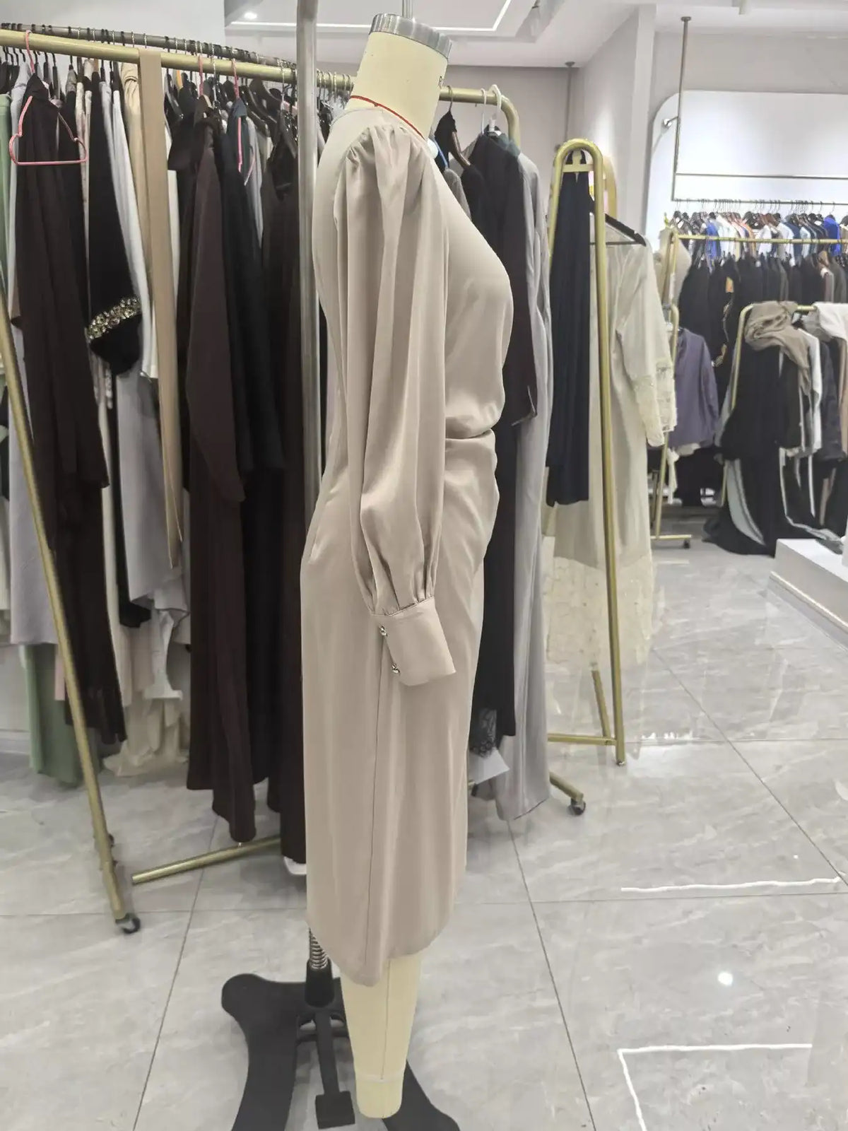 Long Sleeve Satin Ruched Midi Dress 101001413445997 63 Affordable Fashion Under $100 Jerry's Apparel 