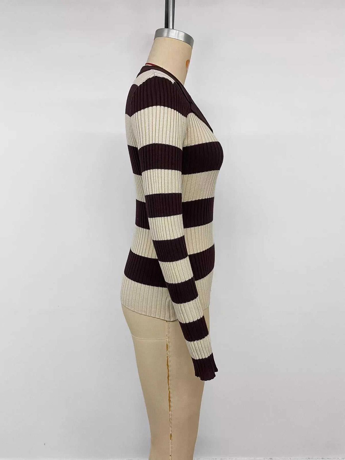Striped Ribbed Knit Long Sleeve Sweater 100100411888212 40 Women's Sweaters and Knitwear Jerry's Apparel 