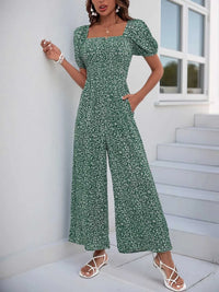 Printed Square Neck Puff Sleeve Jumpsuit 100100619721006 31 Affordable Fashion Under $100 Jerry's Apparel 