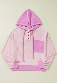 Corded Color Block Drawstring Hoodie