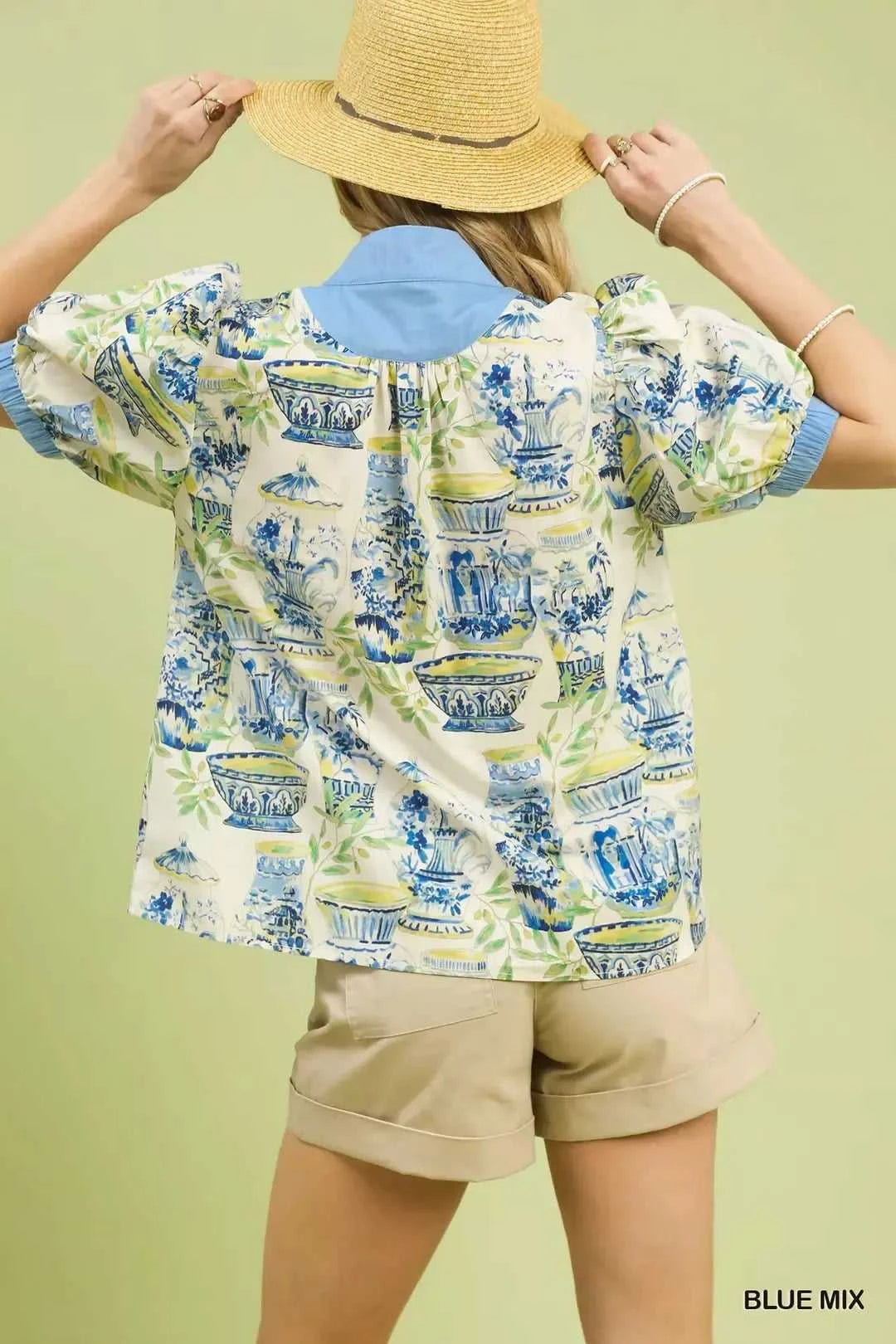 Umgee Abstract Print V-Neck Top 100100266891786 45 Affordable Fashion Under $100 Jerry's Apparel 