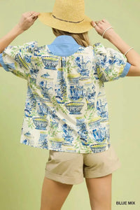 Umgee Abstract Print V-Neck Top 100100266891786 45 Affordable Fashion Under $100 Jerry's Apparel 