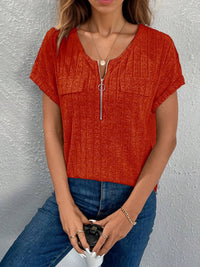 Zip-Front Short Sleeve T-Shirt