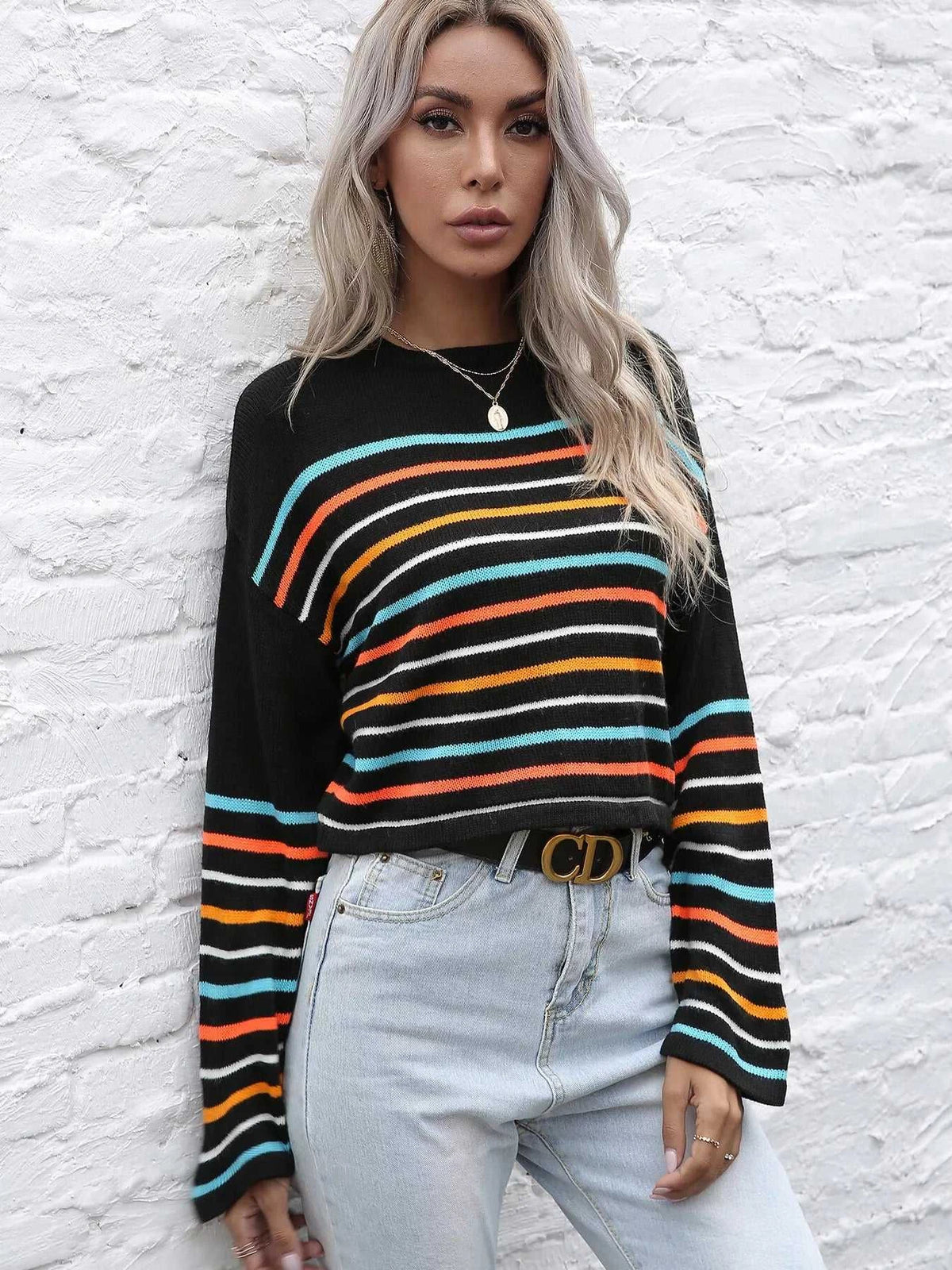 Striped Long Sleeve Knit Top 100100076902494 23 Affordable Fashion Under $100 Jerry's Apparel 