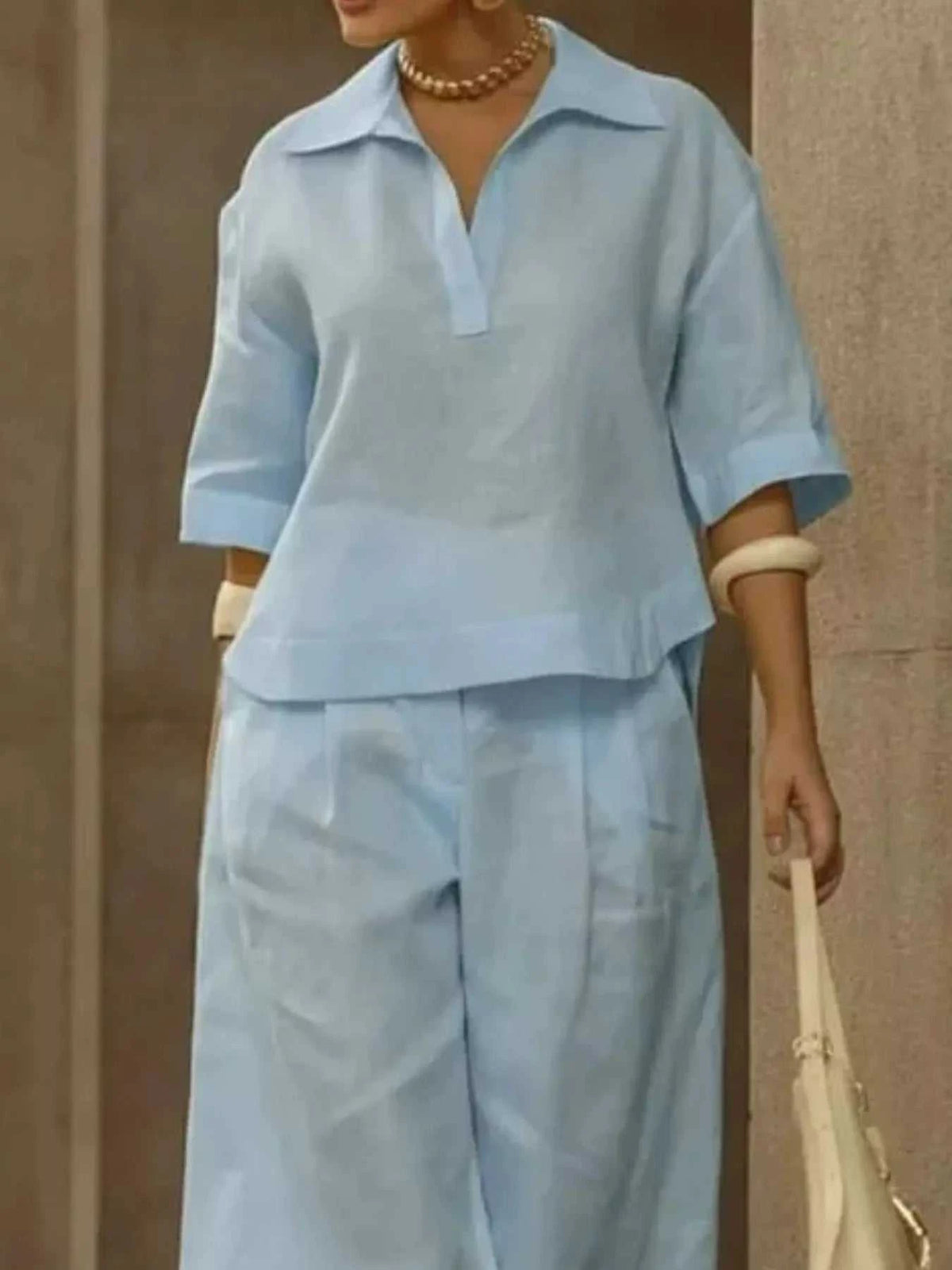 Full Size 3/4 Sleeve Top and Wide Leg Pants Set Plus Size 101001978569946 39 Affordable Fashion Under $100 Jerry's Apparel 